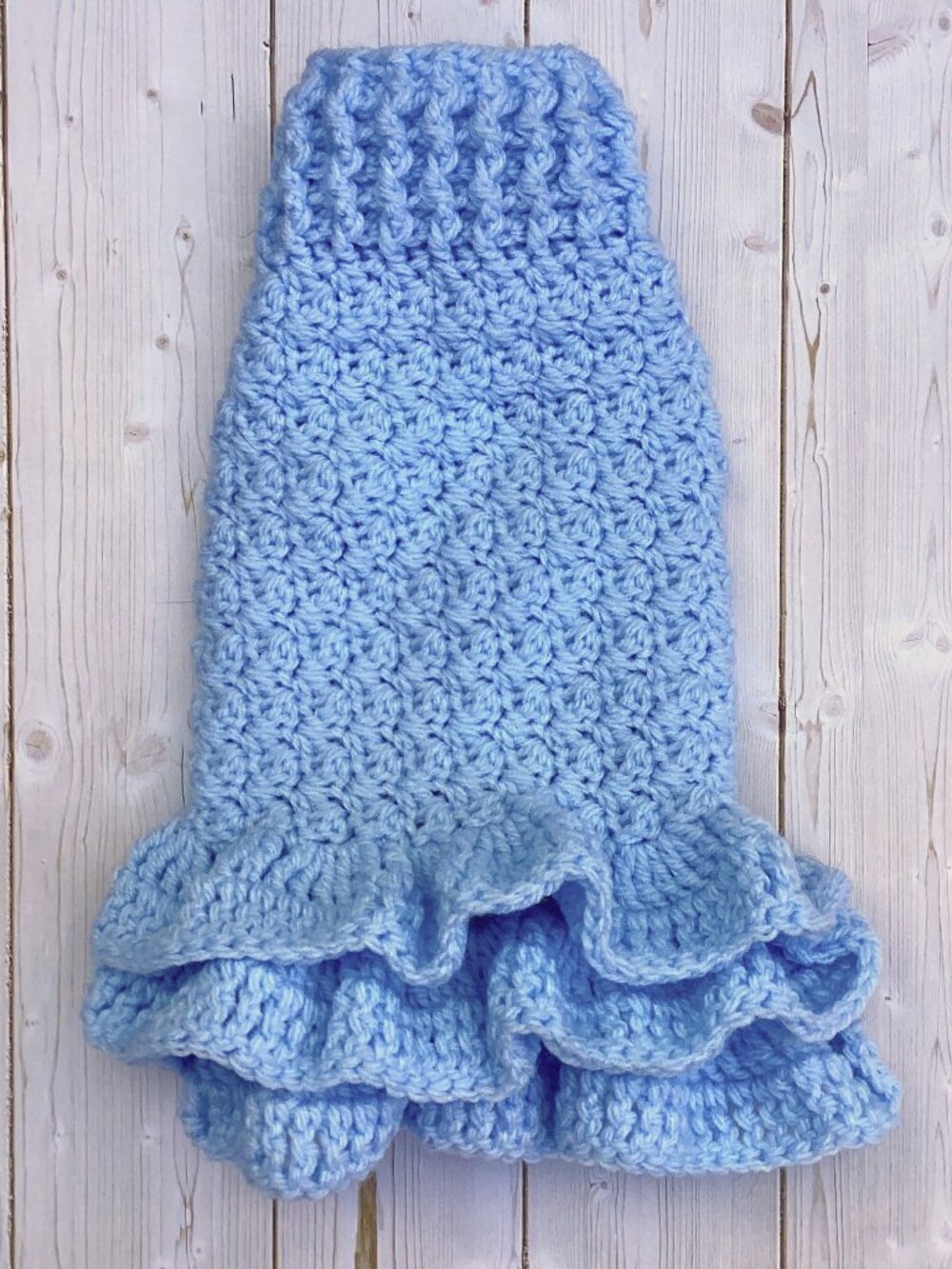 Handmade Crocheted Ruffle Dog Dress (Size Extra Small)